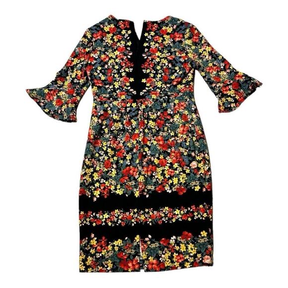 Liz Claiborne Womens 3/4 Flutter Sleeve Floral Multicolor Sheath Knee Dress 10 - Picture 1 of 9